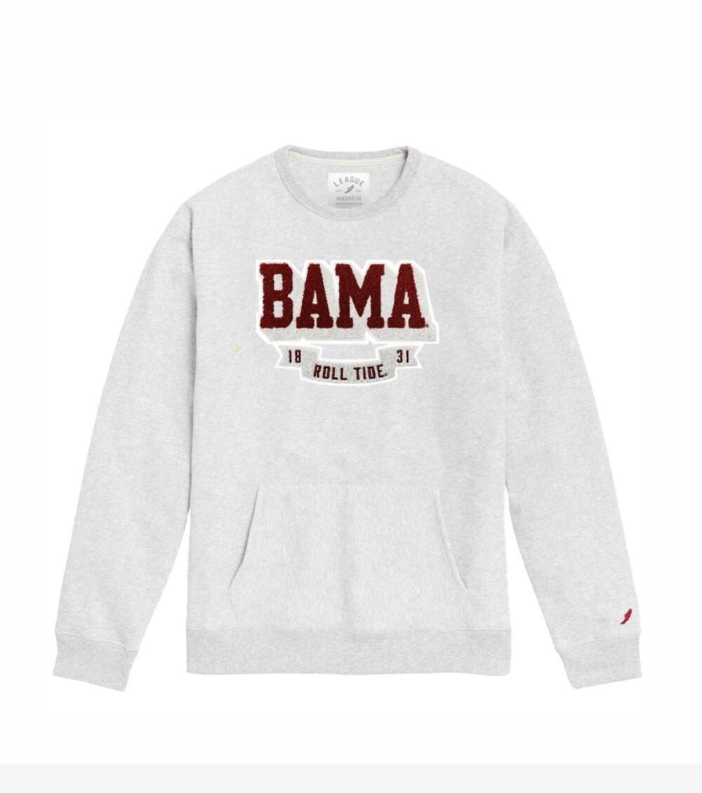 Unisex Alabama Crimson Tide Grey Crewneck Sweatshirt Men's Sz L Kangaroo Pocket
